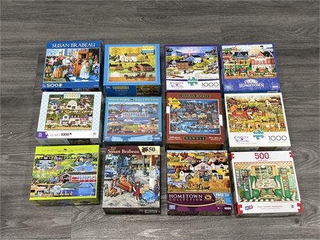 LOT OF 1000, 550/500PC PUZZLES