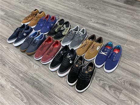 11 BRAND NEW PAIRS OF ETNIES & EMERICA SKATE SHOES (APPROX SIZE MENS 8.5-10)