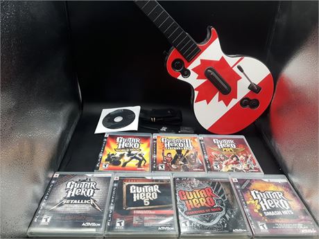 GUITAR WITH GUITAR HERO GAMES - EXCELLENT CONDITION - PS3