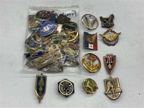 BAG OF FRENCH ARMY BADGES