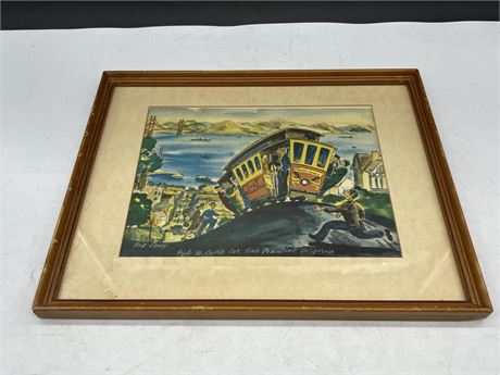 TED LEWY 1950s SAN FRANCISCO CABLE CAR PICTURE (14.5”x12”)
