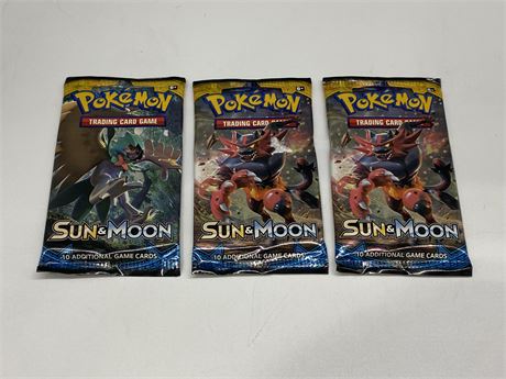 3 POKÉMON SUN & MOON CARD PACKS