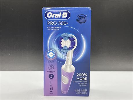 ORAL-B PRO 500+ LILAC RECHARGEABLE TOOTHBRUSH