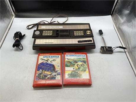 INTELLIVISION CONSOLE WITH CORDS & 2 GAMES CIB (CONTROLLERS NEED CLEANING)