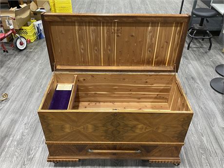 ANTIQUE TREASURE CHEST - CEDAR LINED BY MEAFORD MFG (41”X19”X27”)