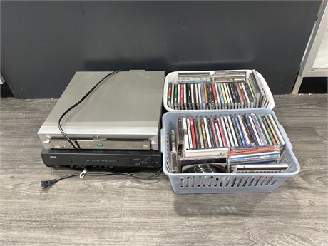 JVC DVD THEATER SYSTEM / VHS PLAYER + 2 SMALL TRAYS OF CDS