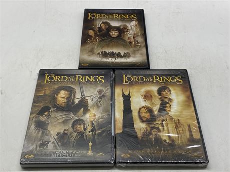 3 LORD OF THE RINGS DVDS - 2 SEALED