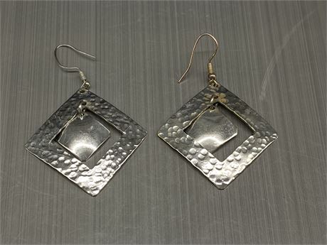LARGE MEXICAN STERLING SILVER DANGLE EARRINGS