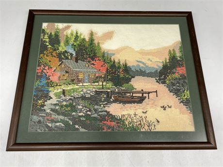 NEEDLEPOINT PICTURE - END OF A PERFECT DAY BY THOMAS KINKADE