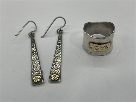RING AND EARRINGS SET 925 STERLING