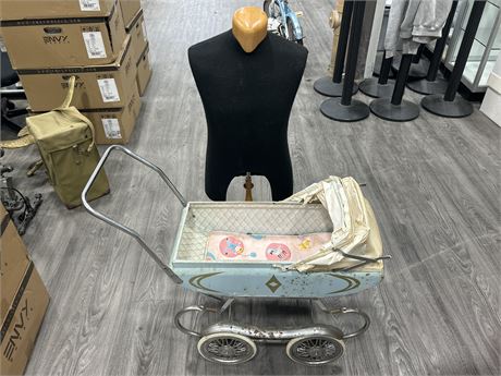 VINTAGE MANNEQUIN & BABY CARRIAGE - 42”
