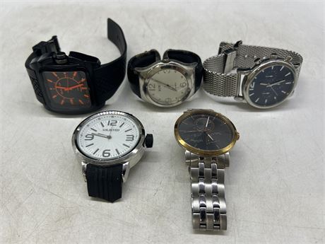 5 MISC. MENS WATCHES - CONDITIONS VARY