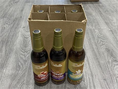 6 BOTTLES OF NEW GOURMET SUGAR FREE SYRUP (2 OF EACH FLAVOUR)