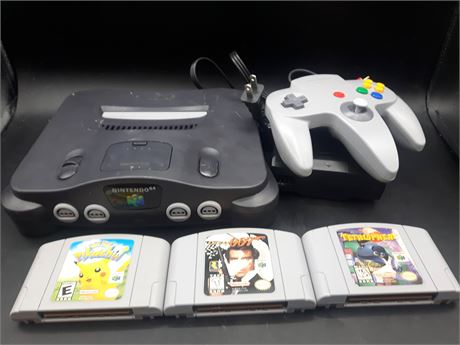 N64 CONSOLE WITH GAMES - TESTED AND WORKING