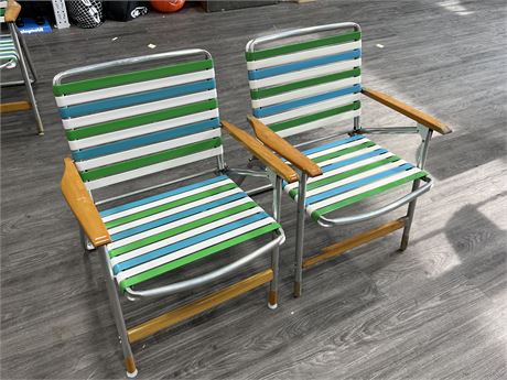 2 VINTAGE COLLAPSABLE CHAIRS (31” tall)