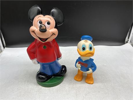 2 VINTAGE MICKEY AND DONALD DUCK FIGURES (11” and 8”)