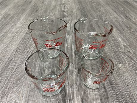 4 FIRE KING MEASURING CUPS