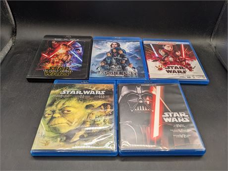 COLLECTION OF STAR WARS MOVIES - BLURAY - EXCELLENT CONDITION