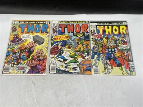 3 THE MIGHTY THOR COMICS INCL: #274, #275, & #286