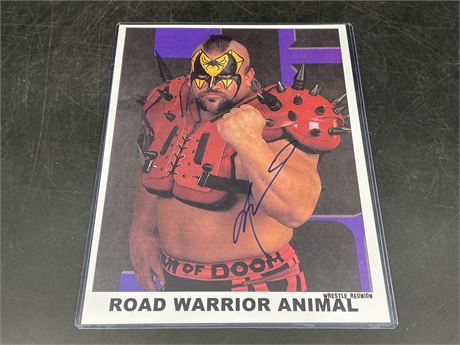 SIGNED W/ COA ROAD WARRIOR ANIMAL POSTER 9”x11”