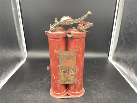 VINTAGE DOUBLE CANISTER FIRE EXTINGUISHER