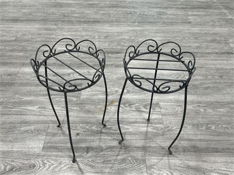 2 METAL PLANT STANDS - 21” TALL 11” DIAM