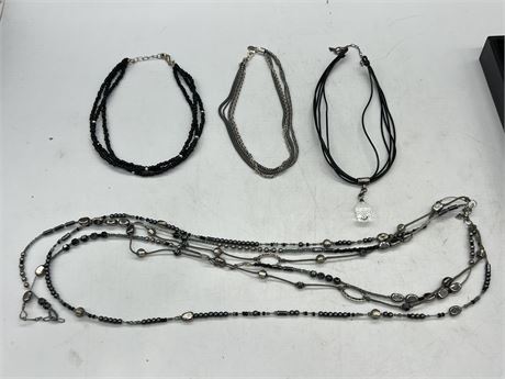 4 NECKLACES - ALL CLASPS MARKED 925