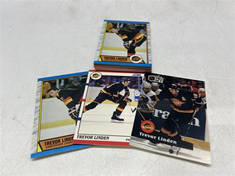 LOT OF 24 TREVOR LINDEN NHL CARDS W/7 ROOKIES
