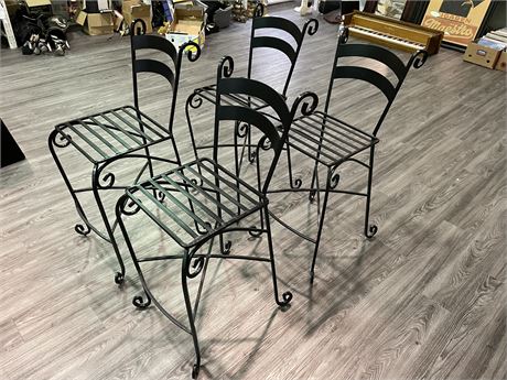(4) SOLID HAND MAN ROD IRON CHAIRS (45” Tall)
