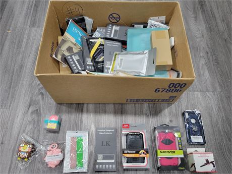 BOX OF PHONE ACCESSORIES