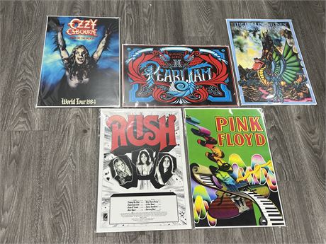 5 ROCK POSTERS 12”x18”