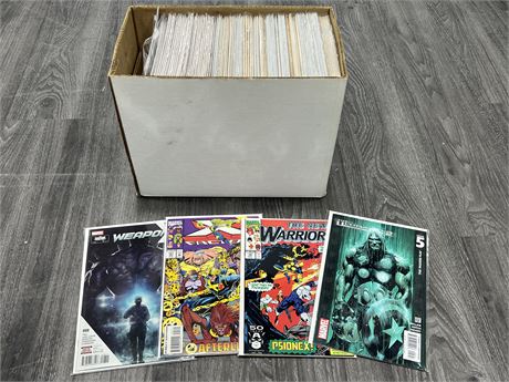 SHORT BOX OF BACK ISSUE MARVEL COMIC BOOKS / BAGGED & BOARDED