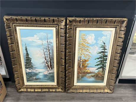 2 ORIGINAL OIL ON CANVAS PAINTINGS IN FRAME 20”x33”