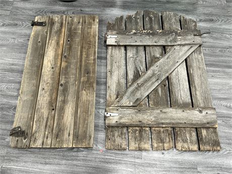 2 VINTAGE WOOD GATE PIECES (44” tall)