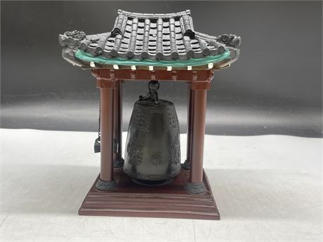 MINIATURE CHINESE GONG BELL IN PAGOTA 5”x4”x8”