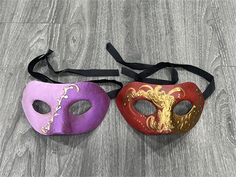 2 VENETIAN EYE MASKS - HAND CRAFTED IN ITALY 7” WIDE