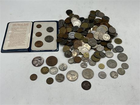 COLLECTION OF COINS - SOME SILVER