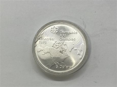 SILVER 1976 MONTREAL OLYMPICS 5 DOLLAR COIN