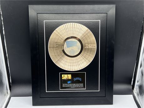 ‘EAGLES’ GOLD RECORD DISPLAY ‘HOTEL CALIFORNIA’ FRAMED 19”x23”