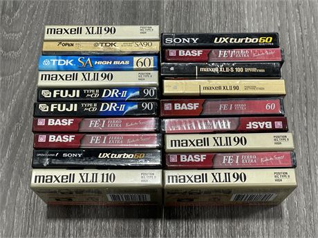 LOT OF 19 SEALED BLANK CASSETTE TAPES