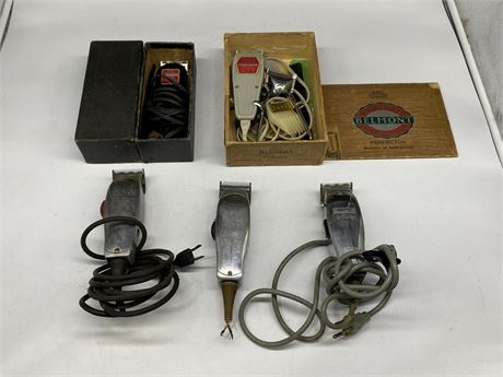 5 VINTAGE ELECTRIC RAZORS (Andis Master, Pace De Luxe, Wahl)