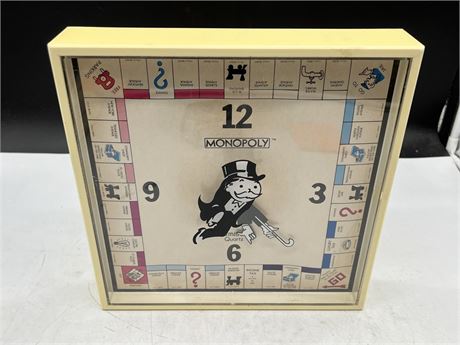 1984 MONOPOLY CLOCK (AS IS - 10.5”x10.5”)