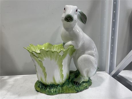 VERY LARGE 24” MAJOLICA RABBIT PLANT HOLDER (MADE IN ITALY)
