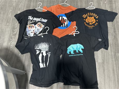 5 MISC. BAND/MUSIC SHIRTS - ALL SIZE M