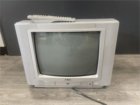 AKAI 13” CRT WITH BUILT IN DVD PLAYER TESTED