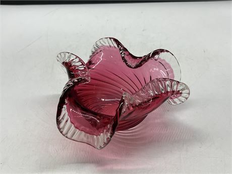 CHALET SIGNED ART GLASS BOWL (8” wide, 4” tall)