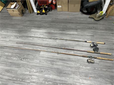 LOT OF 3 FISHING RODS & REELS