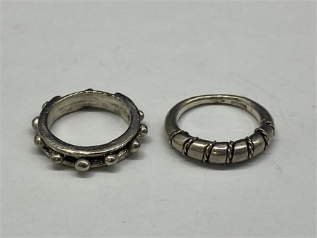 2 UNMARKED HEAVY STERLING RINGS