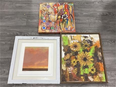 2 OIL PAINTINGS & 1 ARTIST PROOF SIGNED PRINT BY KIM COULTER (23”X23”)