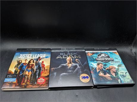 3 BLU-RAY 4K MOVIES - EXCELLENT CONDITION
